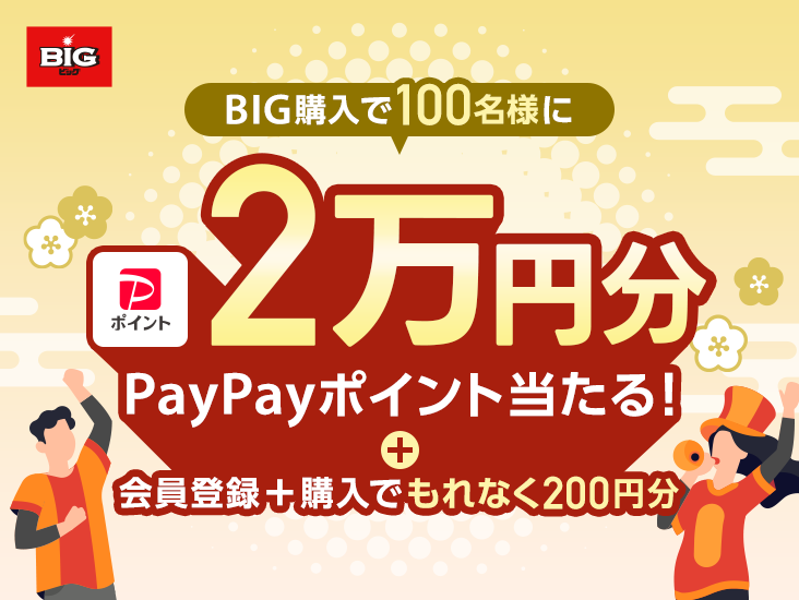 BIG�w����100���l��2���~��PayPay�|�C���g������I �{����o�^�{�w���ł���Ȃ�200�~��