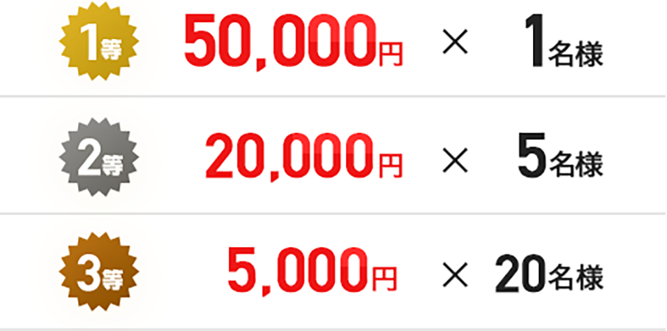 1�� 50,000�~�~1���l 2�� 20,000�~�~5���l 3�� 5,000�~�~20���l