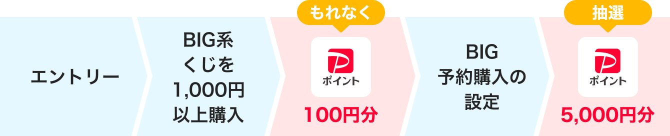 �G���g���[ BIG�n������1,000�~�ȏ�w�� ����Ȃ�PayPay�|�C���g100�~�����炦�� BIG�\��w���̐ݒ� ���I��PayPay�|�C���g5,000�~��������