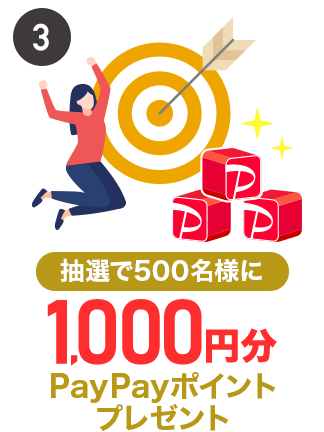 3 ���I��500���l��1,000�~��PayPay�|�C���g�v���[���g
