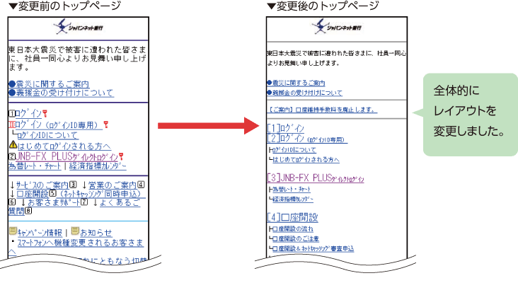 全体的にレイアウトを変更しました。